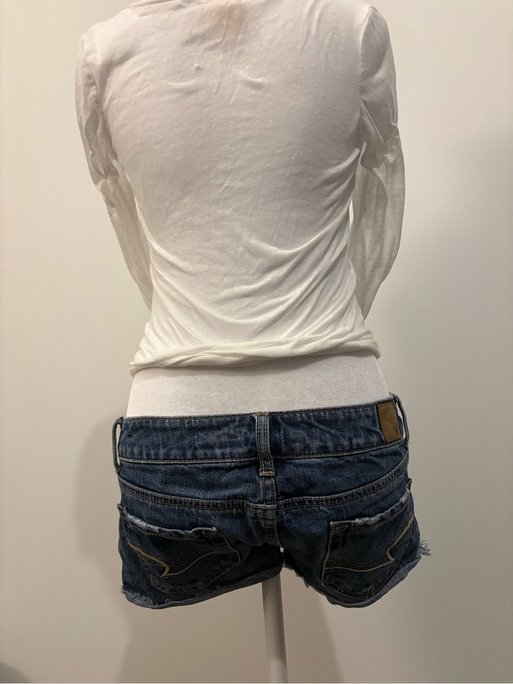 Low Rise Distressed Denim Cutoff Shorts Y2K Micro Mini